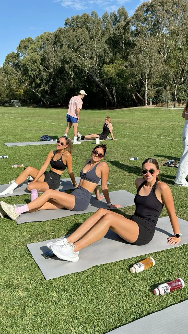 Welcoming outdoor fitness workshop environment