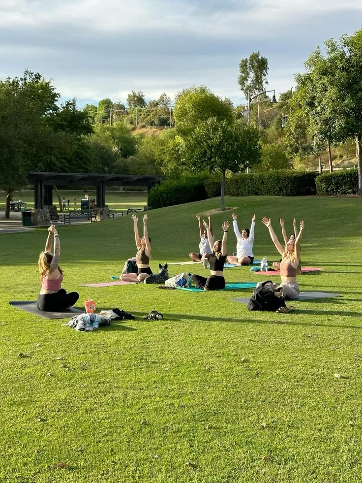 Outdoor training session on urban park equipment
